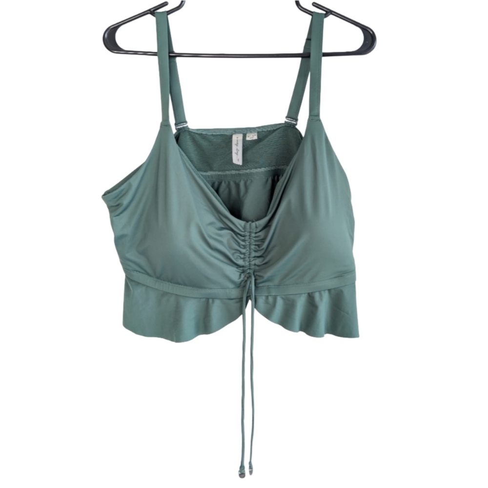 In Every Story Women's Plus Size 1X Green Adjustable Bikini Top